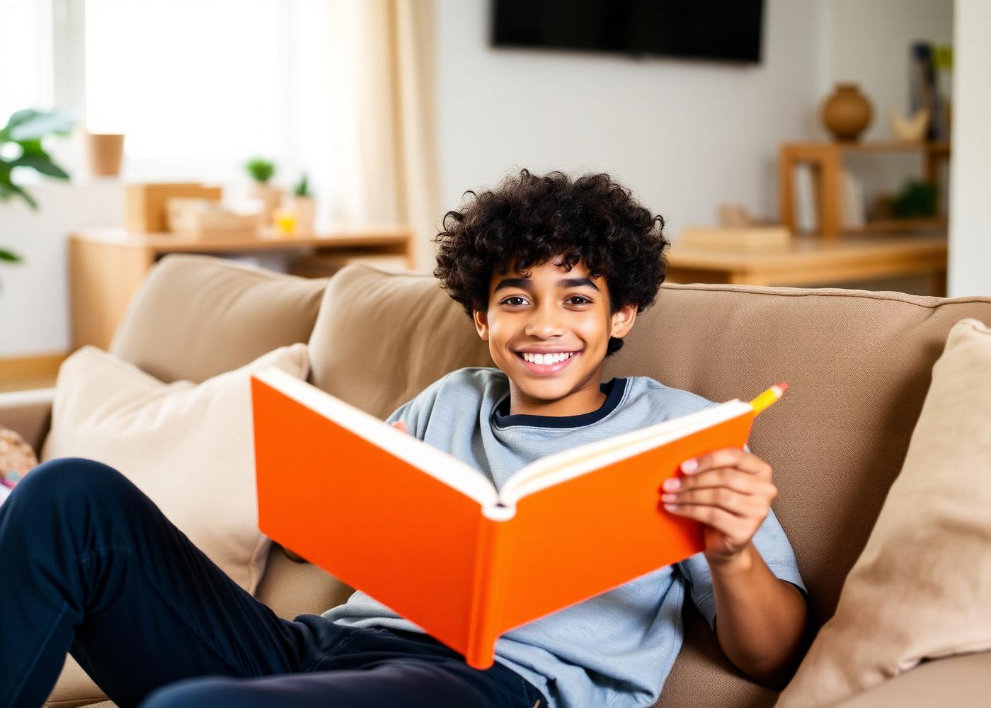 Test taker relaxing at home with a book before test day