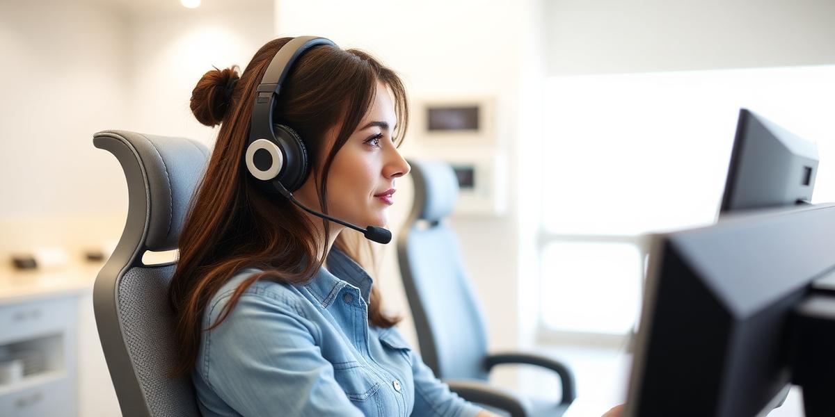 Test taker seated in a computer-based test center booth wearing a headset